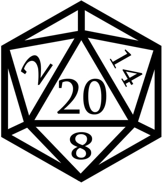 D20 Dice Art Natural 20 Nat 20 Tabletop RPG Die - Vinyl Decal Sticker