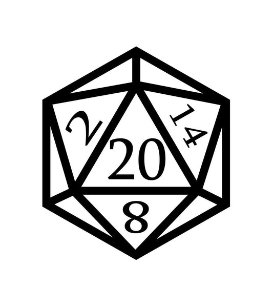 D20 Dice Art Natural 20 Nat 20 Tabletop RPG Die - Vinyl Decal Sticker