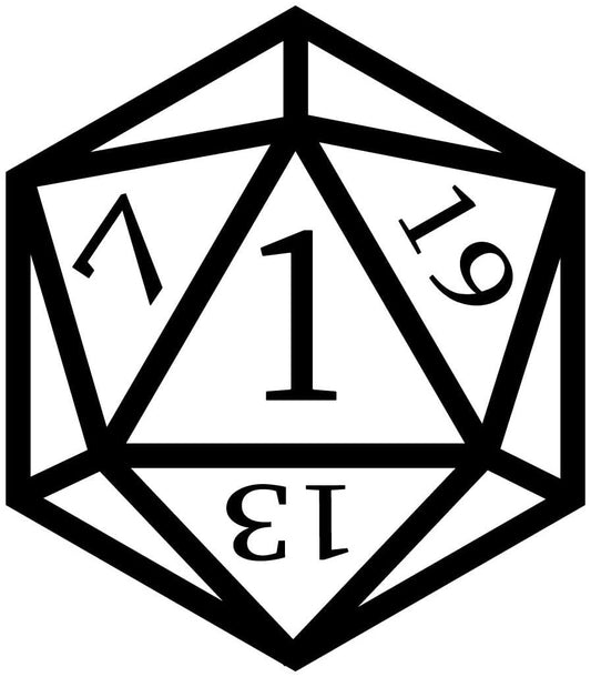 D20 Dice Art Critical Failure Rolled a 1 Crit Tabletop RPG Die - Vinyl Decal Sticker