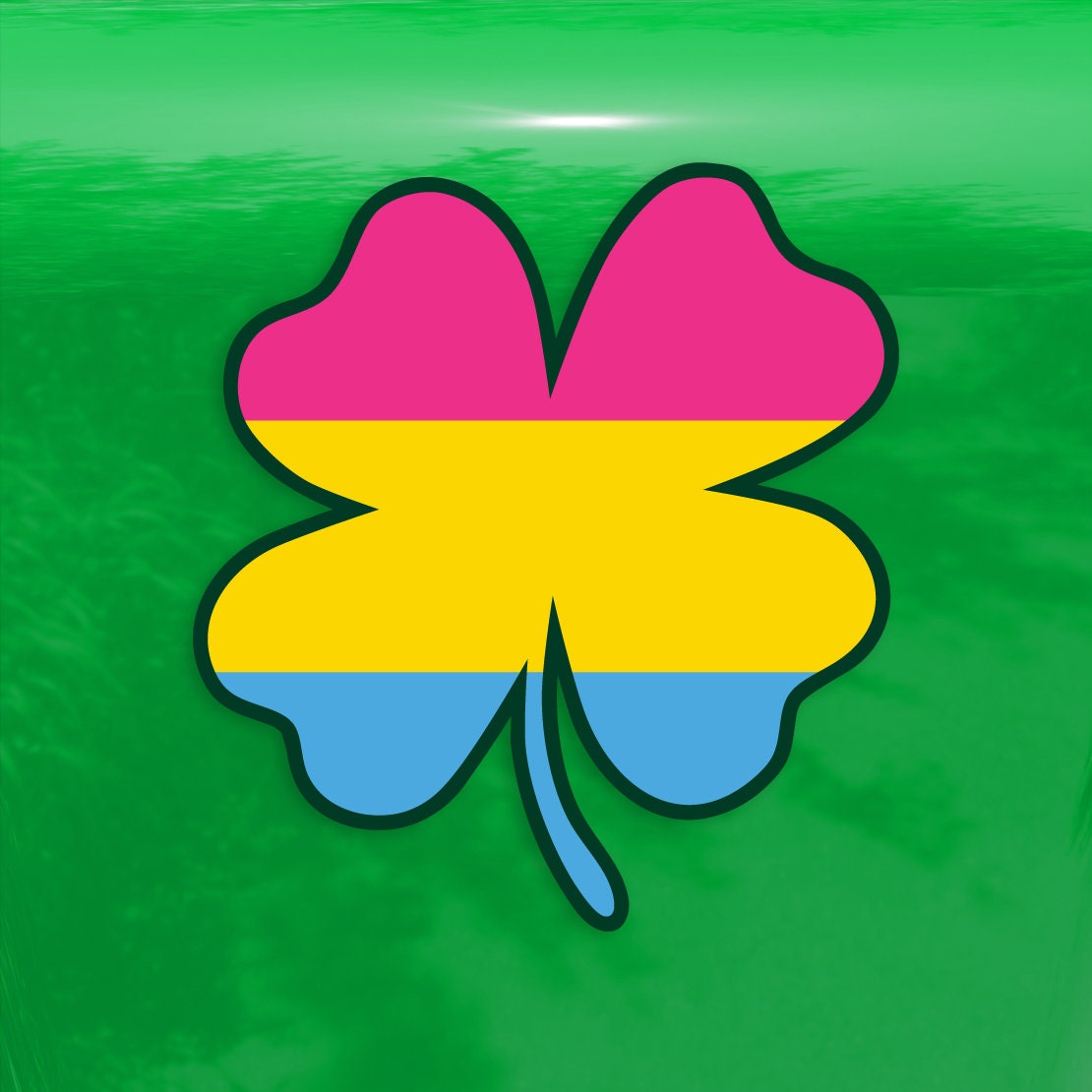 Four Leaf Clover Pansexual Flag LGBTQ - Vibrant Color Vinyl Decal Sticker