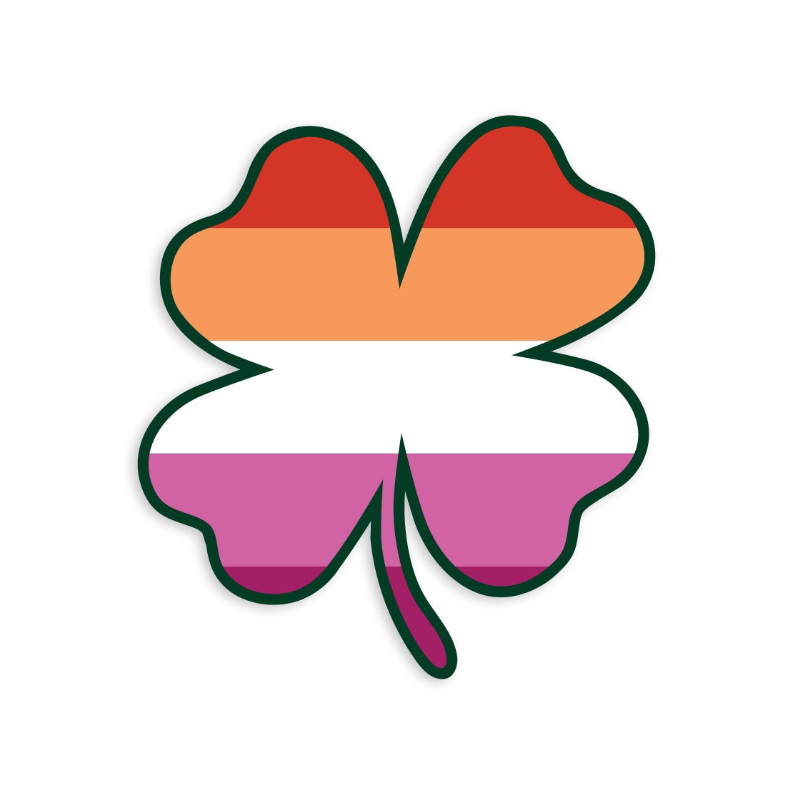 Four Leaf Clover New Lesbian Flag LGBTQ - Vibrant Color Vinyl Decal Sticker