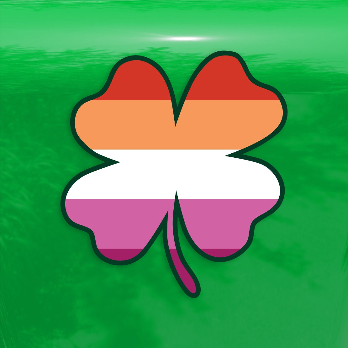 Four Leaf Clover New Lesbian Flag LGBTQ - Vibrant Color Vinyl Decal Sticker
