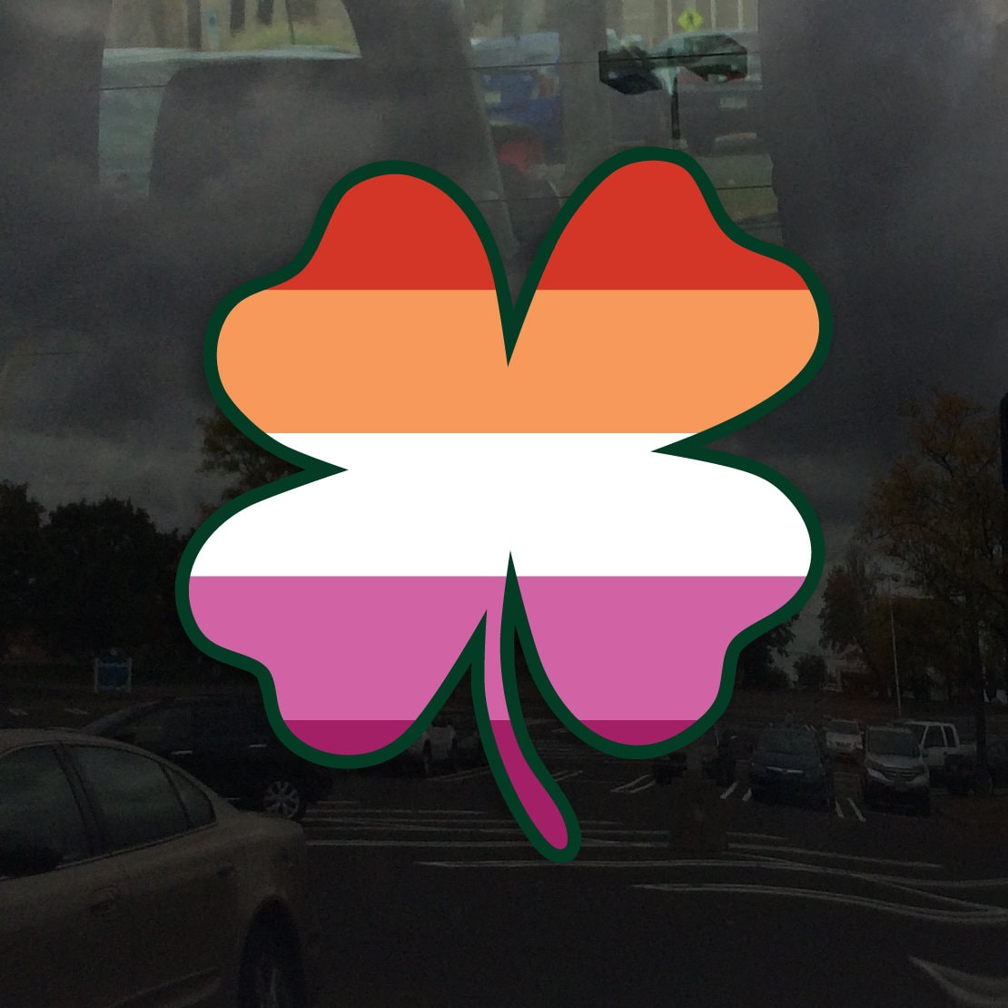 Four Leaf Clover New Lesbian Flag LGBTQ - Vibrant Color Vinyl Decal Sticker