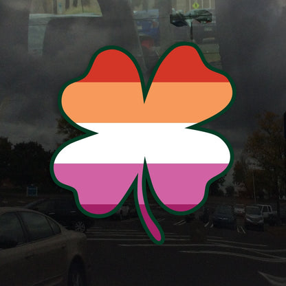 Four Leaf Clover New Lesbian Flag LGBTQ - Vibrant Color Vinyl Decal Sticker