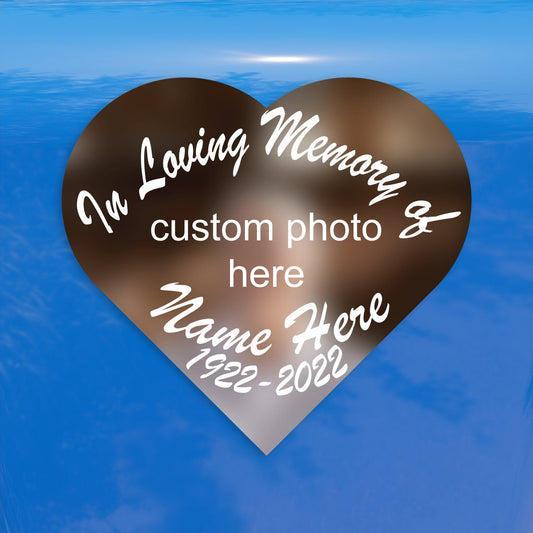 In Loving Memory of Photo Sticker Heart Shaped - Vibrant Color Vinyl Decal Sticker