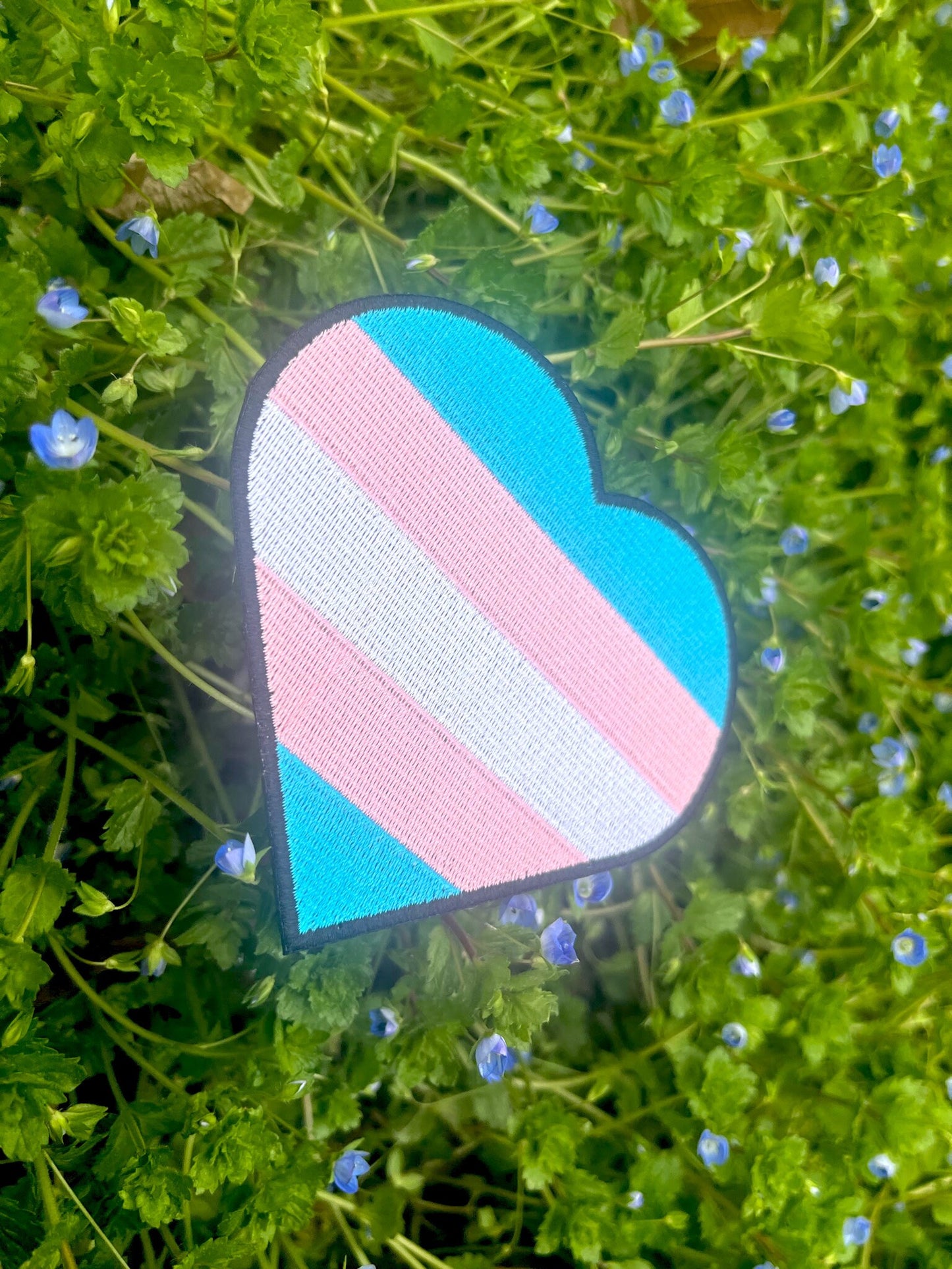 Heart Transgender Pride Flag LGBTQ Transgender Flag - 4 inch Iron-on Patch