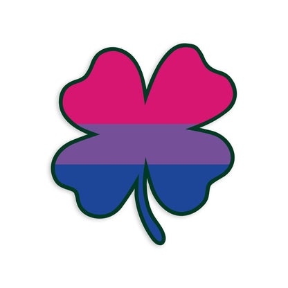 Four Leaf Clover Bisexual Pride Flag LGBTQ - Vibrant Color Vinyl Decal Sticker
