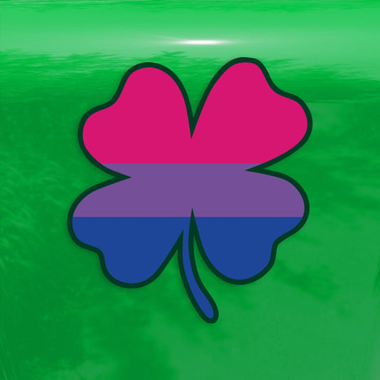 Four Leaf Clover Bisexual Pride Flag LGBTQ - Vibrant Color Vinyl Decal Sticker