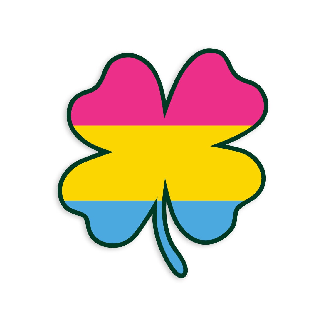 Four Leaf Clover Pansexual Flag LGBTQ - Vibrant Color Vinyl Decal Sticker