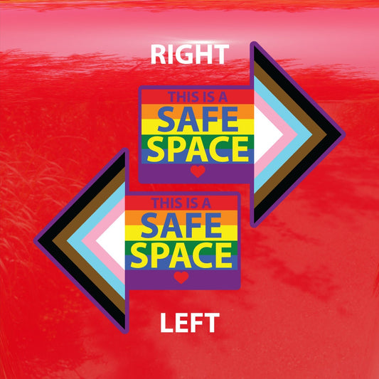 Left or Right Arrow This is a Safe Space Progress Flag LGBTQ POC Transgender Flag - Vibrant Color Vinyl Decal Sticker