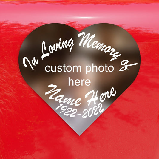 In Loving Memory of Photo Sticker Heart Shaped - Vibrant Color Vinyl Decal Sticker