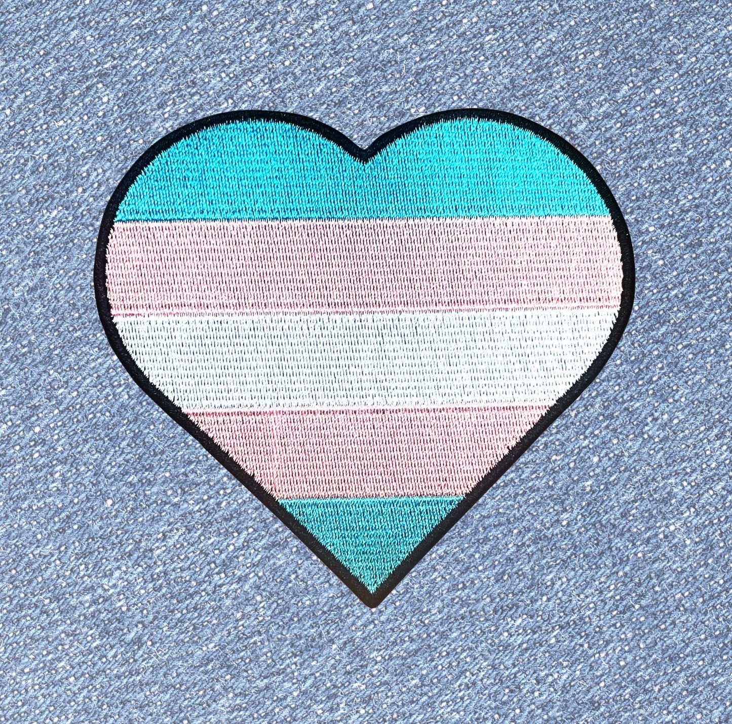 Heart Transgender Pride Flag LGBTQ Transgender Flag - 4 inch Iron-on Patch