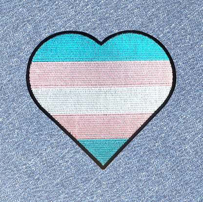 Heart Transgender Pride Flag LGBTQ Transgender Flag - 4 inch Iron-on Patch