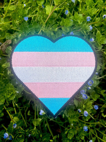 Heart Transgender Pride Flag LGBTQ Transgender Flag - 4 inch Iron-on Patch