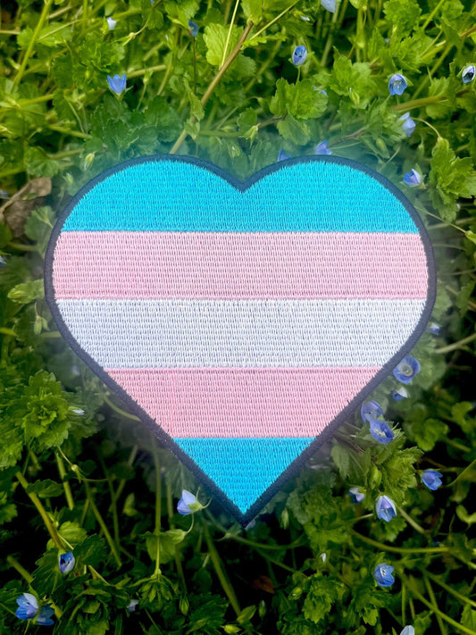 Heart Transgender Pride Flag LGBTQ Transgender Flag - 4 inch Iron-on Patch