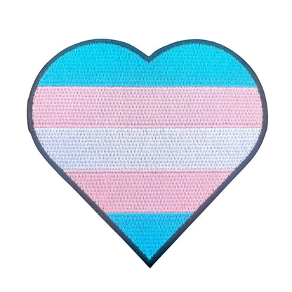 Heart Transgender Pride Flag LGBTQ Transgender Flag - 4 inch Iron-on Patch