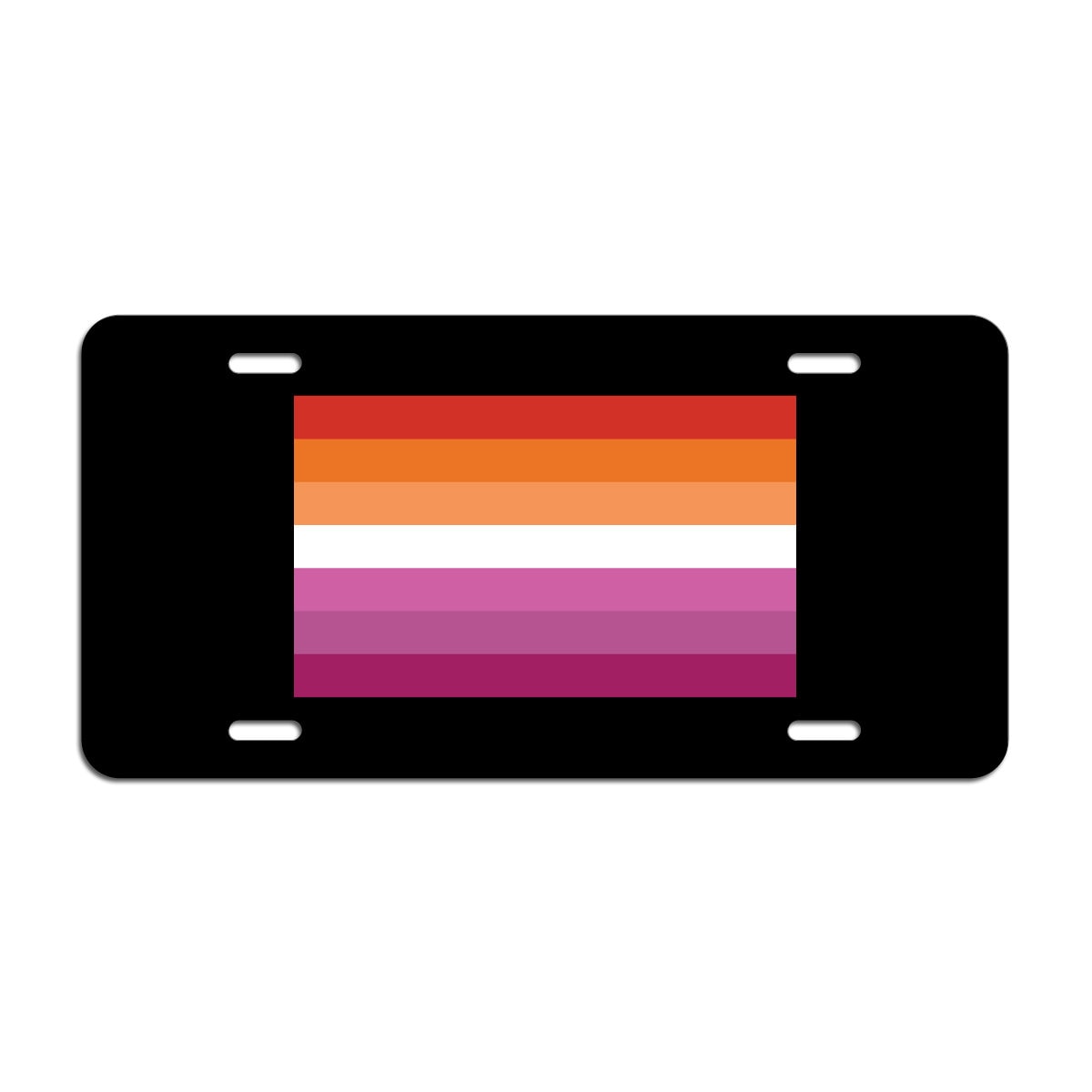 Lesbian Pride Flag LGBTQ+ - Vibrant Color Aluminum License Plate (Black Plate)