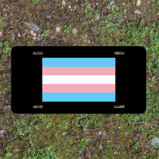 Transgender Pride Flag LGBTQ+ - Vibrant Color Aluminum License Plate (Black Plate)
