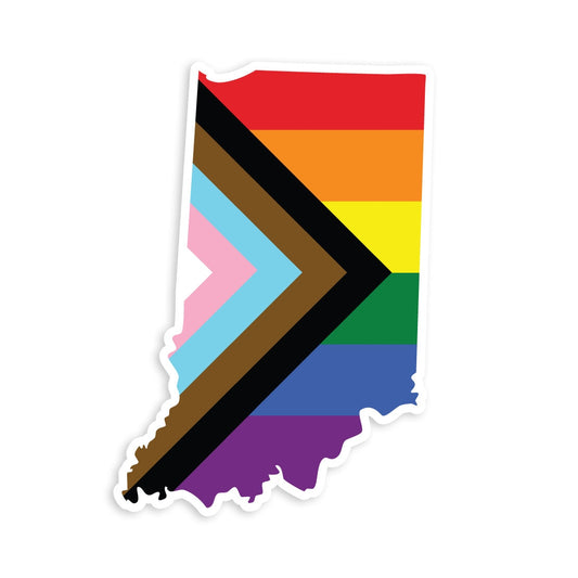Indiana State Shape Progress Pride Flag LGBTQ POC Transgender Flag - Vibrant Color Static Cling Window Cling - Use Indoor and Outdoor!