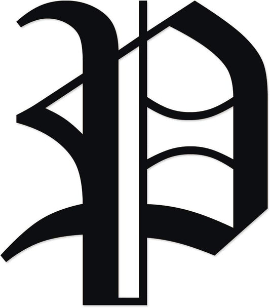 Old English Letter P - Vinyl Decal for Outdoor Use on Cars, ATV, Boats, Windows and More - Available From 3 inches to 22 Inches