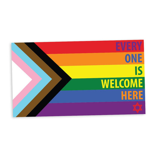 Star of David Every One Is Welcome Here Progress Pride Flag - Vibrant Static Cling Window Cling Indoor and Outdoor!