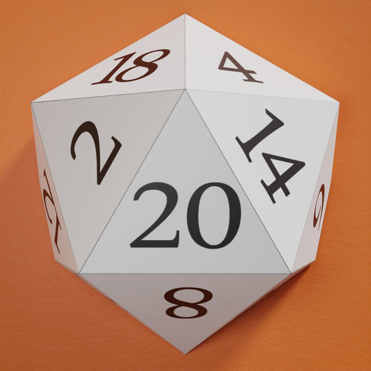 D20 Wall Mount Papercraft Model 3d Craft Template - Size 9 inches Tall - Digital Download - Includes Outlined and Solid Number Versions