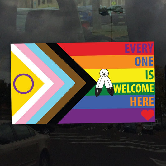 Two Spirit Everyone is Welcome Intersex Inclusive Progress Pride Flag LGBTQIA+ POC Transgender Flag - Vibrant Color Vinyl Decal