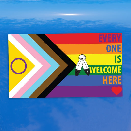 Two Spirit Everyone is Welcome Intersex Inclusive Progress Pride Flag LGBTQIA+ POC Transgender Flag - Vibrant Color Vinyl Decal