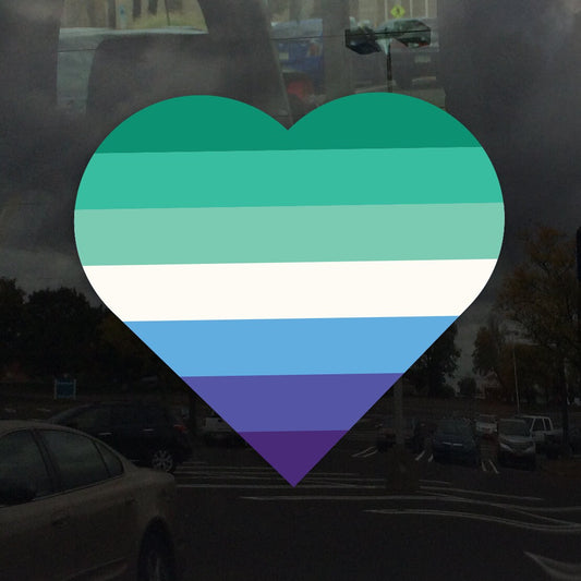 Heart Trans Inclusive Gay Men's Pride Flag - Vibrant Color Vinyl Decal Sticker