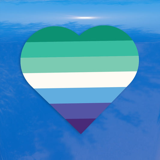 Heart Trans Inclusive Gay Men's Pride Flag - Vibrant Color Vinyl Decal Sticker