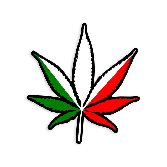 Italian Flag Pot Leaf - Vibrant Color Static Cling Window Cling - Use Indoor and Outdoor!