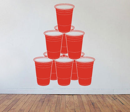 Beer Pong Chandelier Rack Formation - Wall Vinyl Decorative Decal