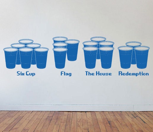 Beer Pong Various Cup Rack Formations - Wall Vinyl Decorative Decal