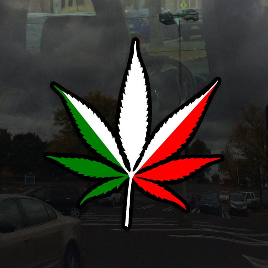 Italian Flag Pot Leaf - Vibrant Color Static Cling Window Cling - Use Indoor and Outdoor!