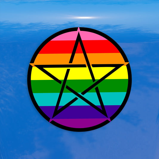 Upright Pentagram Classic Rainbow Pride Flag LGBTQ Flag - Vibrant Color Vinyl Decal Sticker
