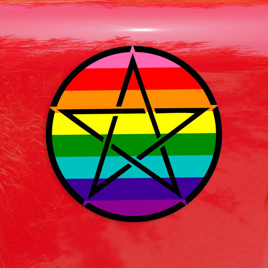 Upright Pentagram Classic Rainbow Pride Flag LGBTQ Flag - Vibrant Color Vinyl Decal Sticker
