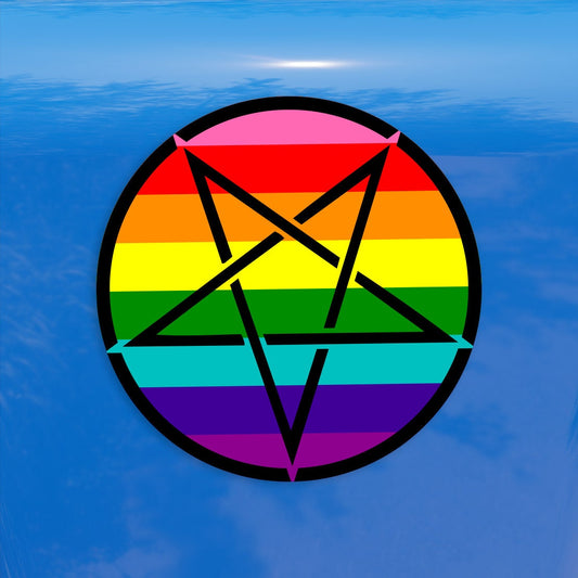 Inverted Pentagram Classic Rainbow Pride Flag LGBTQ Flag - Vibrant Color Vinyl Decal Sticker