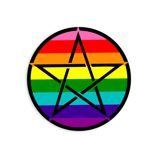 Upright Pentagram Classic Rainbow Pride Flag LGBTQ Flag - Vibrant Static Cling Window Cling Indoor and Outdoor!