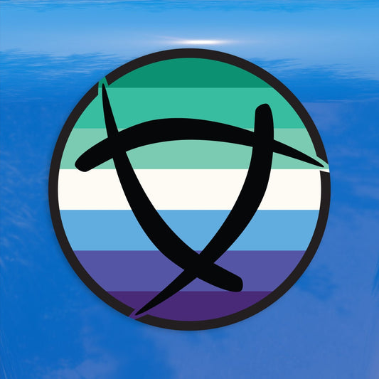 Ley Line Trans Inclusive Gay Mens Pride Flag Circle LGBTQ Flag - Vibrant Color Vinyl Decal Sticker