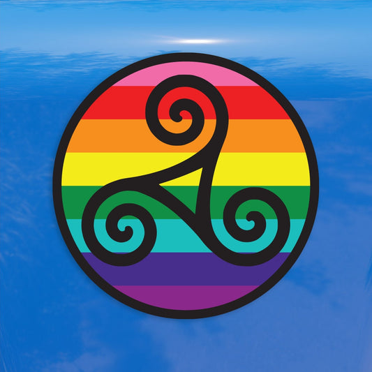 Hollow Triskele Classic Pride Flag Circle LGBTQ Flag - Vibrant Color Vinyl Decal Sticker