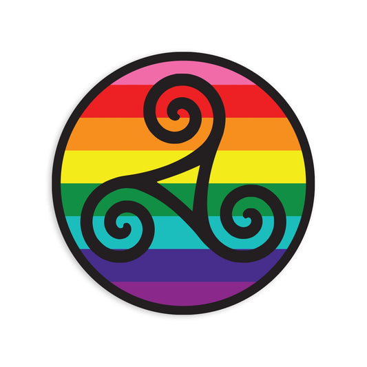 Hollow Triskele Classic Pride Flag Circle LGBTQ Flag - Vibrant Static Cling Window Cling Indoor and Outdoor!