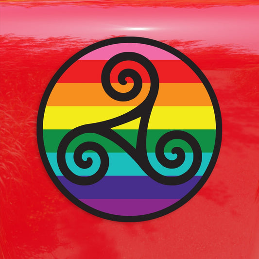 Hollow Triskele Classic Pride Flag Circle LGBTQ Flag - Vibrant Color Vinyl Decal Sticker