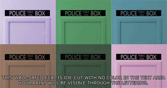 Police Public Call Box Telephone Bedroom Closet Door - Black Wall Vinyl Decorative Decal