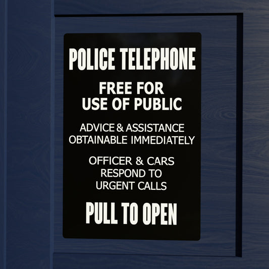 New Police Telephone Box Sign - 15 inch by 10 inch Aluminum Police Public Call Box Telephone Door Sign