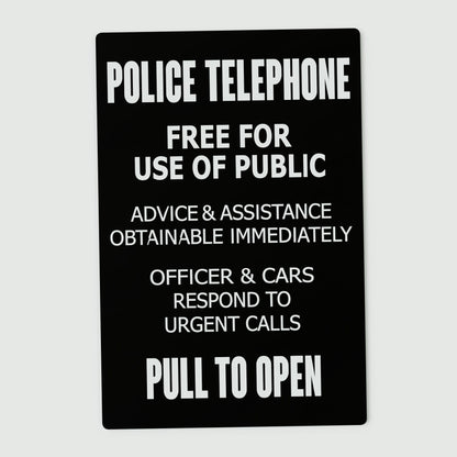 New Police Telephone Box Sign - 15 inch by 10 inch Aluminum Police Public Call Box Telephone Door Sign