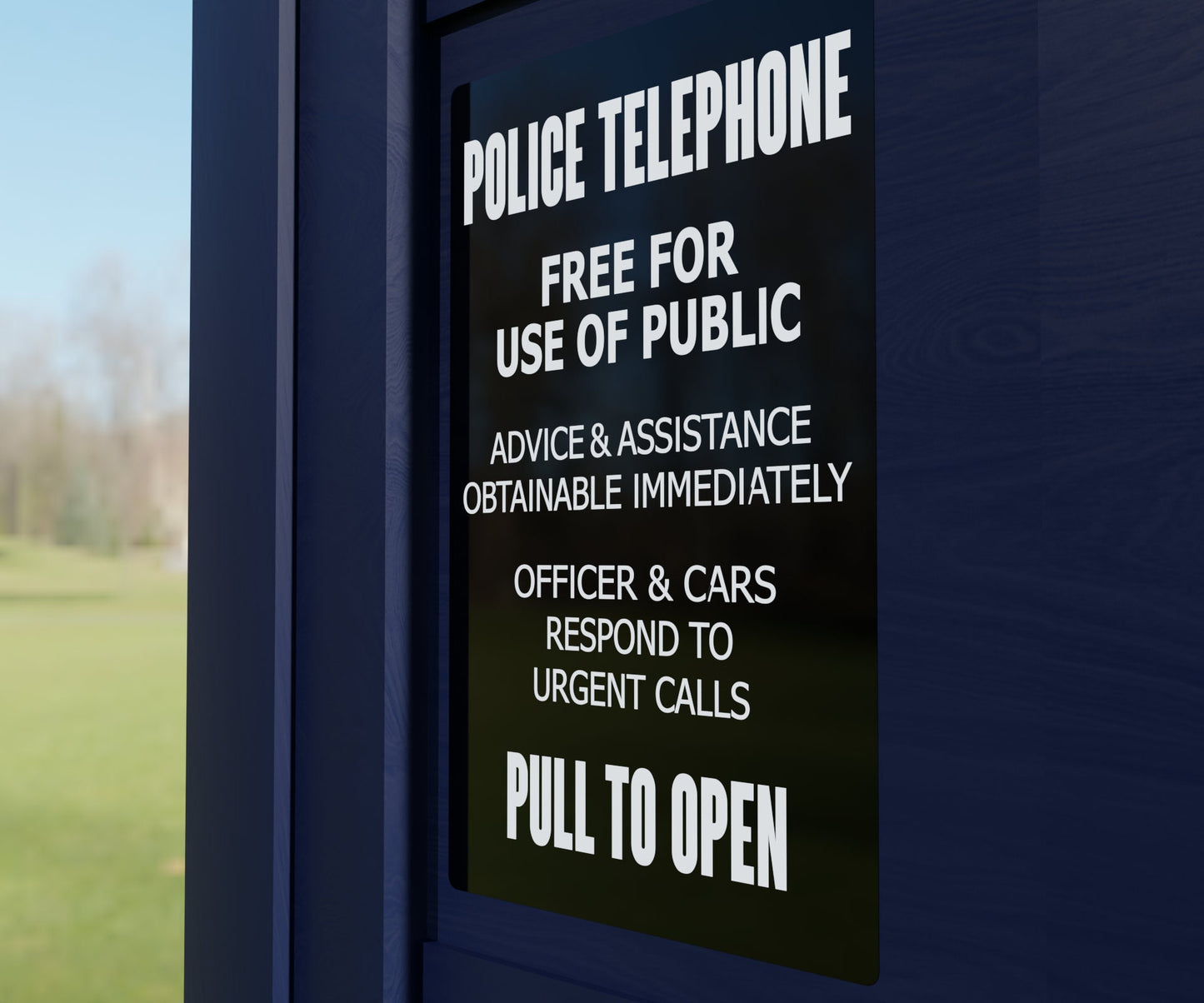 New Police Telephone Box Sign - 15 inch by 10 inch Aluminum Police Public Call Box Telephone Door Sign