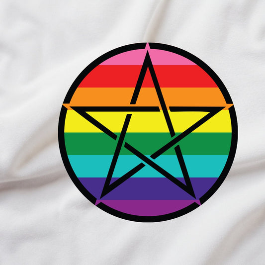 Upright Pentagram Classic Rainbow Pride Flag LGBTQ Flag - Iron-On Vinyl for Fabric, T-shirts and more!