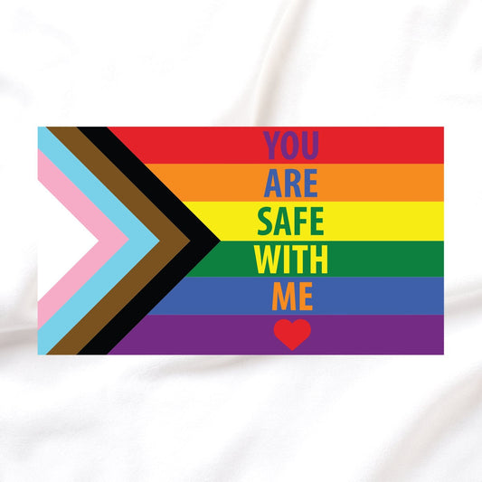 You Are Safe With Me Progress Pride Flag LGBTQ Flag - Iron-On Vinyl for Fabric, T-shirts and more!