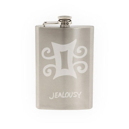 Adinkra Akan #4 - Jealousy African Sign Symbology- Etched 8 Oz Stainless Steel Flask