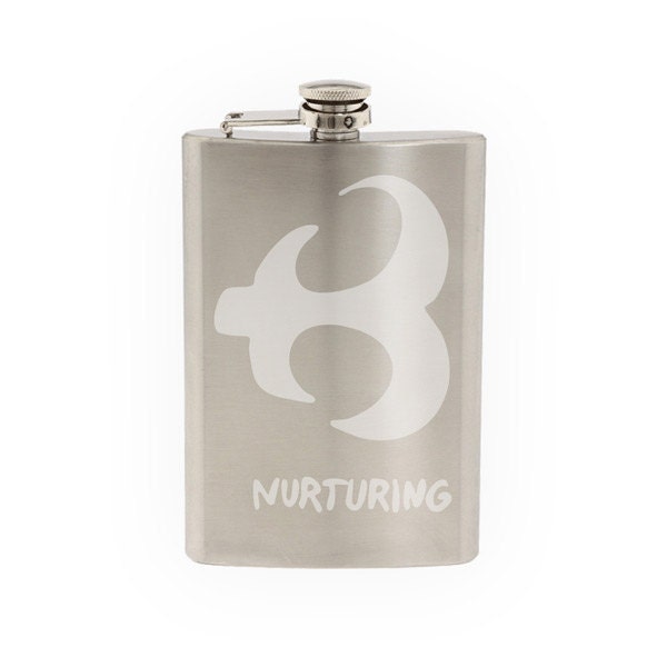Adinkra Akan #6 - Nurturing African Sign Symbology - Etched 8 Oz Stainless Steel Flask